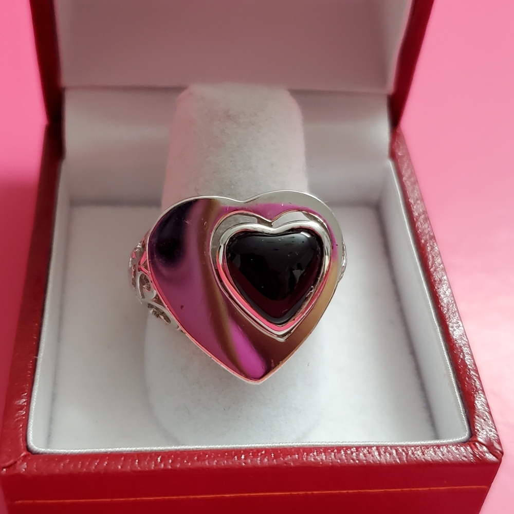 Sterling Silver 925 Heart Gemstone Ring - Picture 7 of 9
